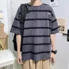 Men's T Shirts Stripe Trend Retro Funny Punk Style Tee Shirt Personality Oversized Loose Ness Clothes Couples Creative Cool Top