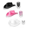 Boinas Western Cowgirl Hat Cowboy con flecos Bandana Paisley Head Wrap Bufanda para mujeres Hombres Conciertos de música Accesorios de disfraces