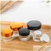 Packing Bottles Wholesale 5G 10G Glass Jar Face Cream Bottle Cosmetic Empty Container With Black Sier Gold Lid And Inner Pad For Lot Otfev