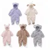 Rompertjes 012M Born Baby Rompertjes Herfst Winter Warme Fleece Baby Jongens Meisjeskostuum Baby Meisjes Kleding Dieren Overall Baby Jumpsuits 230906