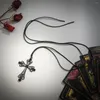 Chains Gothic Black Cross Pendant Choker Necklace For Women Punk Vintage Velvet Rope Neck Jewelry Accessories