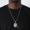 Цепи Серебряная голова собаки в форме головы ожерелье кулон с блестящим цирконом модные уличные украшения в стиле хип-хоп и рок для мужчин