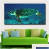 Pinturas Canvas Wall Art Pôsteres Impressões em Sea Turtle View Enorme Decowall Fotos para sala de estar sem moldura 136 Drop Delivery Home Dhlzp