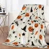 Dekens Halloween Vleermuizen Haunted Mansion Paars Zacht Warm Flanel Gooi Deken Bed Grijnzende Spoken voor Sofa Geschenken 230906