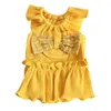 Dog Apparel Wrinkle-free Sweet Teddy Small Bowknot Pocket Dress For Daily Wear