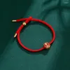 Charme pulseiras 2023 ajustável artesanal diy tecelagem frisada corda de mão vermelho acessórios de cera de couro atacado