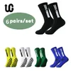 Skarpetki sportowe Anti Slip Fashion Football Socks 6Pairs/Lot Mid Calf Non-Slip Soccer Sport Sport Sports Sock Sock EU38-44 230906