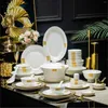 Ensembles de vaisselle simples et luxueux, ensemble de vaisselle en porcelaine d'os Jingdezhen, combinaison de bols et d'assiettes