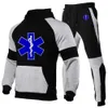 Tute da uomo 2023 Nuova EMT Ambulanza di emergenza Primavera Autunno Uomo Casual Set Pantaloni maschili Abbigliamento sportivo con cappuccio Giacche Tricolore Splicebecome x0907