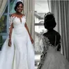 South African Black Girls Mermaid Suknia ślubna Tiulle Overskirt Long Rleeves Garden Country Church Bride Stunka ślubna na zamówienie P189D