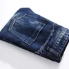 Jeans da uomo 2023 Mens Skinny Male Punk Street Slim Fit Uomo di qualità Classic Blue Denim Pants Nappe