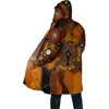 Men's Trench Coats Fashion Unisex Indigenous 3D Printed Hooded Cape Winter Wool Windproof And Warm Coat