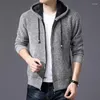 Maglioni da uomo Maglione lavorato a maglia allentato ispessito e foderato in pile Giacca cardigan con cappuccio lavorata a maglia da uomo Abbigliamento