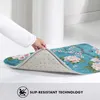 Tapetes Chinoiserie Pássaros em Turquesa Azul Tapete Tapete Anti-Slip Quarto Entrada Porta Adenaj Soft Rosa Floral Flores Peônia