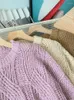 女性用セーター韓国ファッション秋の女性のための秋のセーターOネック長袖の女性かぎ針編みのプルオーバーレディースカジュアルウィンターウォームドロップシップ
