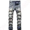 Nowe dżinsy spodnie chino spodni męskie spodnie rozciągają blisko dopasowane spodnie zmyte proste chude haftowe patchwork rozerwany Men260B