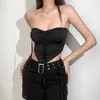 Women's Tanks Black Retro All-match Corset Top Y2K Summer High Street Confident Mature Charm Young Girl Neck Hanging Sexy Vest Tops Women