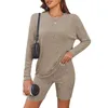 Survêtements pour femmes Femmes 2 pièces Pyjamas Tenue Casual Tricot à manches longues Top Cyclisme Shorts Doux Confortable Lâche Loungewear