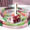 Blocks 240300360pc Kids Domino Train Car Set Sound Light Automatic Laying Brick Colorful Dominoes Game Educational Toys 230907