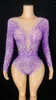 Stage Wear 2023 Rhinestones Leotard Long Sleeve For Women Sexy Mesh Stretch Dance Costume Performance Po Shoot Dress