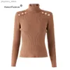 Kadın Sweaters Yüksek Kaliteli Yün Harmanlar Bultleneck Düz Renk Sıska Kadınlar Temel Kırıştıran Kazaklar Omuz Pedleri ile Lady Sweater Camel Q230907