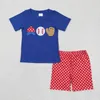 Maillots en gros bébé fille garçon baseball été ensemble jeu balle manches courtes haut t-shirt enfant en bas âge enfants amour shorts enfants tenue 230906