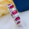 High quality Large row diamond ring Fashion emerald full diamond ring 925 sterling silver ring for women hiphop jewelry Gifts