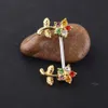 Gioielli per piercing al labbro Labret JUNLOWPY Acciaio inossidabile Calibro 14 Anello per capezzolo Bar Doppio cristallo CZ Fiore curvo Corpo Orecchio Bilanciere 20 pezzi 230906