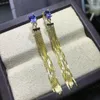 Orecchini pendenti KJJEAXCMY Gioielleria raffinata Tanzanite naturale Argento sterling 925 Test di supporto per la linea dell'orecchio delle donne