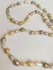 Chaînes femmes bijoux 100cm 40 ''collier 9x11mm coloré brillant perle mélangée baroque fait à la main véritable cadeau d'eau douce de culture