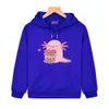 Pullover Chubby Axolotl Enjoys Bubble Tea Hoodie Kawaii Graphic Sweatshirt Kids Clothes Girls Y2k Sudaderas Boys Hoodies Unisex Pullover 230907