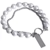 Strand 2023 Korean Wave Double Layered Wearing Square Brand Reflective Pearl Bracelet Female Trendy Male Jewelry Gift