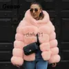 Women's Fur Fausse Fourrure Nouveau manteau d'hiver femmes fausse fourrure de mouton manteau de fourrure de renard femmes chaud à manches longues fausse fourrure veste à capuche manteau de fourrure pardessus x0907