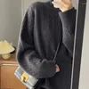 Women's Sweaters Autumn Winter Sweater With Zipper Beige Warm Jumper Vintage Knitted Elegant Soft Tops For Office Lady Oversize