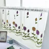 Curtain 1 Sheet Short Fashion Wear-resistant Window Sheer Decorative Flower Embroidered For El