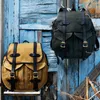 Rugzak Casual oliewas canvas rugzakken Vintage waterdichte reistas met grote capaciteit Unisex Mochila lederen laptoprugzak met trekkoord