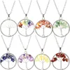 20Ppcs Wire Wrapped Chip Stone Pendant Quartz Chakra Moon tree of life Charms Amethyst Lapis Healing Crystal Agates Necklaces for Women Jewelry