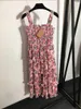 Robes décontractées Fleurs romantiques imprimées robe de plage filles douces rose sexy femmes spaghetti sangle longue