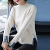 Women's Sweaters Autumn Winter Knitted Sweater Mock Neck Tops Ladies Bottom Shirts Casual Warm Soft Pullovers &