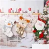 Dekoracje świąteczne pończochy skarpetki Święty Święty Święto Snowman łosież brokatowy torba na prezent Tree wiszące ozdoby domowe impreza cukierki