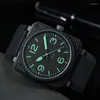 Наручные часы 2023 Мужские автоматические механические часы Коричневые кожаные черные резиновые подарочные N06