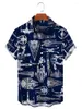 男性/女性のためのメンズドレスシャツハワイアンシャツ夏のレトロ宇宙船印刷y2kストリートウェアTシャツ半袖特大のアロハ