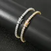 6"-24" Hip Hop Halskette Armbänder 5A CZ Diamanten Echtvergoldete Tenniskette Schmuckset