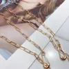 Chains KUGG 18K Yellow Gold Necklace Fashion Handmabe Pin Design INS Style Coarse Chain Exquisite Party Jewelry For Lady