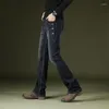 Mäns jeans dimi herrar bootcut män byxor mode blå boot cut blossade vintage stretch regelbundet passande manlig casual