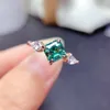 Cluster Rings Real 1CT Green Moissanite Wedding Ring 925 Silver Jewelry Pass Diamond Test Excellent Cut Gemstone For Women