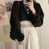 Felpe con cappuccio da uomo Felpe MEXZT Streetwear Donna Sexy Solid Cropped Oversize Loose Harajuku BF Pullover Primavera Coreano Chic Casual Y2k Top 230906