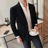 Men's Suits Autumn Single-button Casual Suit Jacket Solid Color Slim-fit Business Office Blazers Velveteen