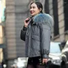 Giacca in pelle da donna Vera donna Piumini Cappotto corto in pelle di pecora Donna invernale Parka Collo in pelliccia di cane procione Abrig2023