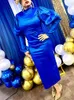 カジュアルドレスaomeiドレスパーティーイブニングエレガントな豪華な有名人女性光沢のある長いランタンスリーブバースデーボディボディコン機会アフリカンイベント